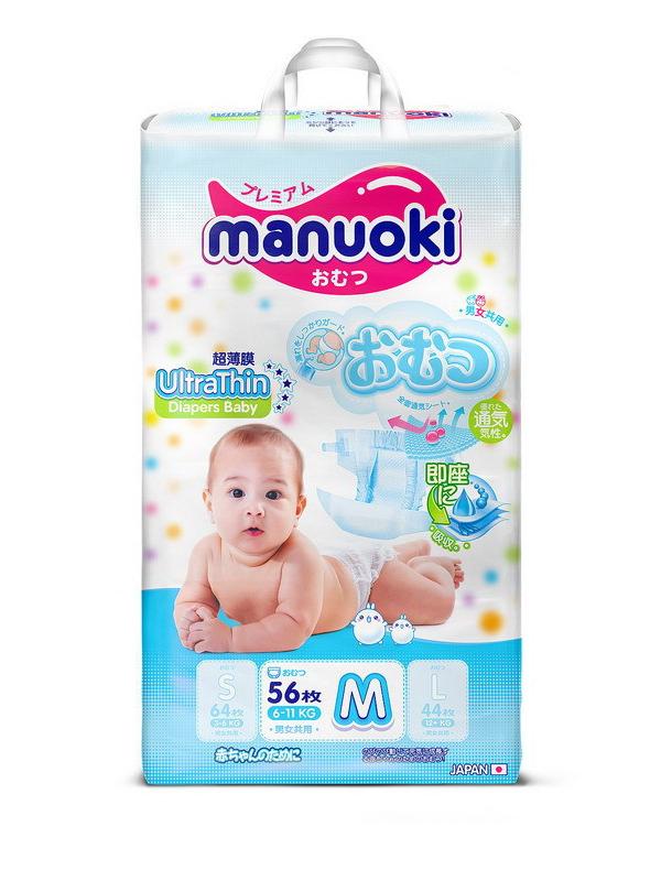 Подгузники MANUOKI Ultrathin M 6-11 кг 56 шт. (Ультратонкая серия)