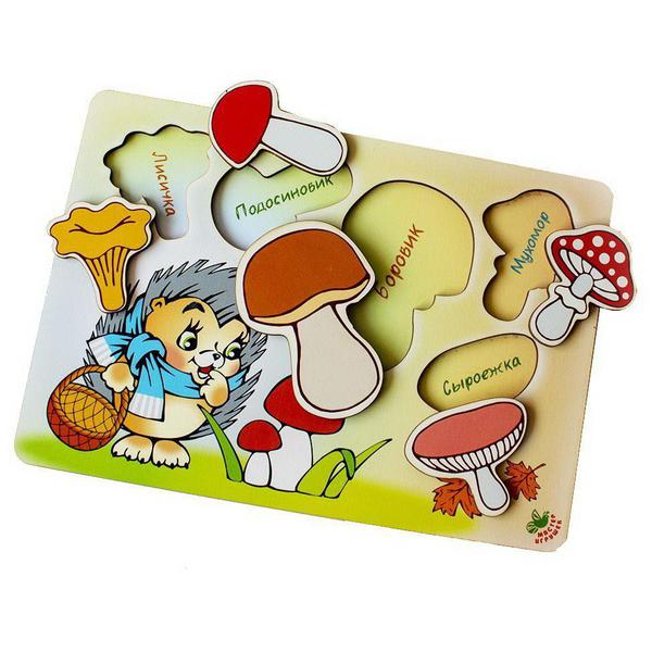 Развивающая игрушка Мастер Игрушек Рамка-вкладка Учим Грибы