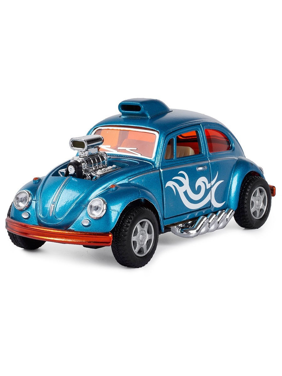 Металлическая машинка Kinsmart 1:32 «Volkswagen Beetle Custom Dragracer» KT5405D инерционная / Микс