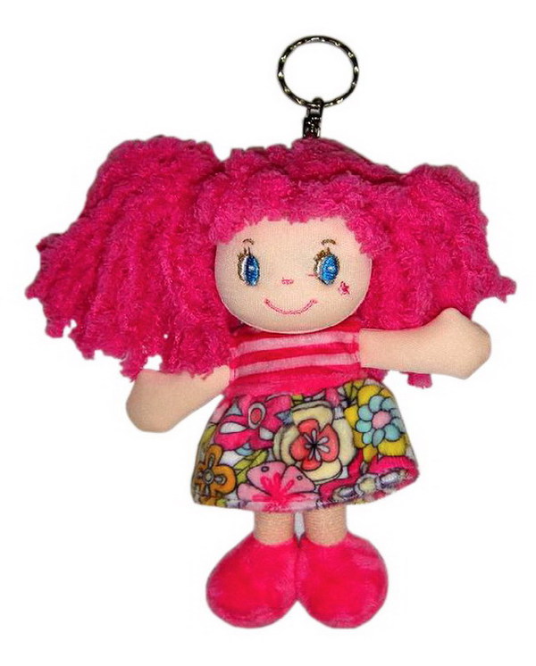 Кукла Мягкое сердце, с розовыми волосами в розовом платье, на брелке, мягконабивная, 15 см M6009 / ABtoys