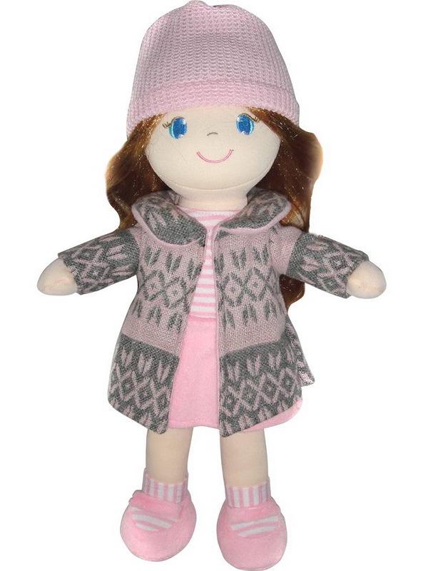 Кукла Мягкое сердце, рыжая в розовом пальто, мягконабивная, 36 см M6022 / ABtoys