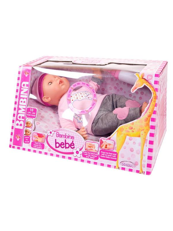 Кукла DIMIAN Bambina Bebe Пупс 40 см, с живой мимикой, со звуковыми эффектами