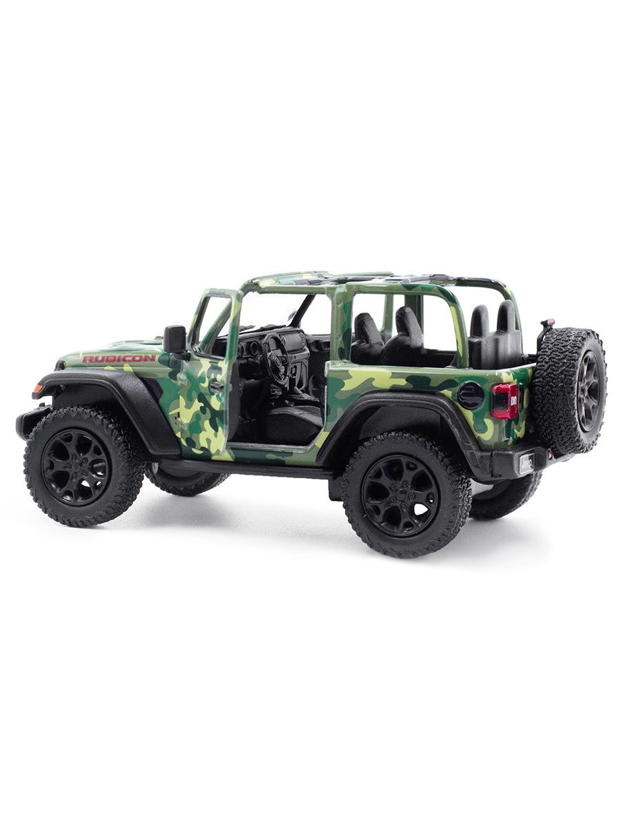 Металлическая машинка Kinsmart 1:34 «2018 Jeep Wrangler Camo Edition (Открытый верх)» KT5420DA, инерционный / Микс