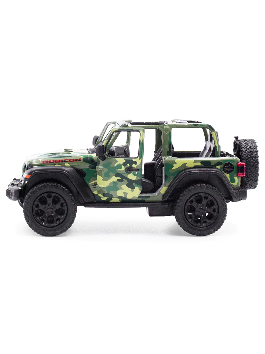 Металлическая машинка Kinsmart 1:34 «2018 Jeep Wrangler Camo Edition (Открытый верх)» KT5420DA, инерционный / Микс