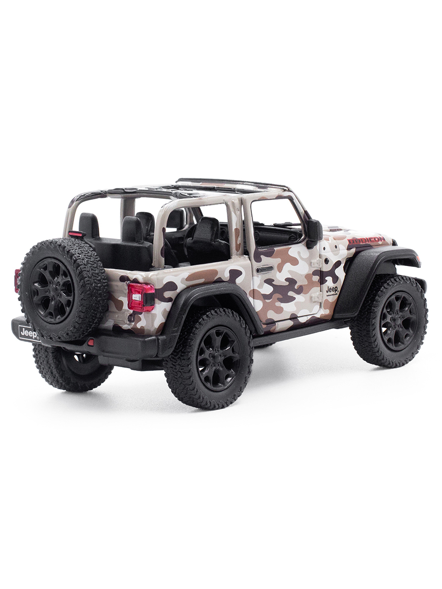 Металлическая машинка Kinsmart 1:34 «2018 Jeep Wrangler Camo Edition (Открытый верх)» KT5420DA, инерционный / Микс