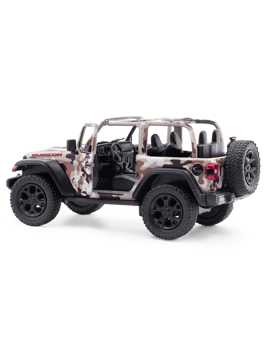 Металлическая машинка Kinsmart 1:34 «2018 Jeep Wrangler Camo Edition (Открытый верх)» KT5420DA, инерционный / Микс