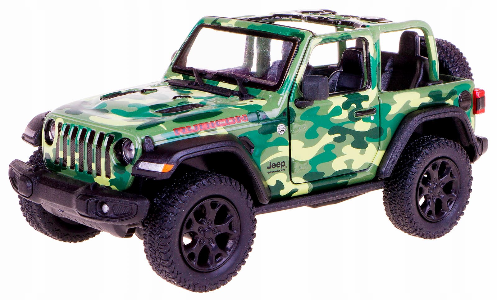 Металлическая машинка Kinsmart 1:34 «2018 Jeep Wrangler Camo Edition (Открытый верх)» KT5420DA, инерционный / Микс