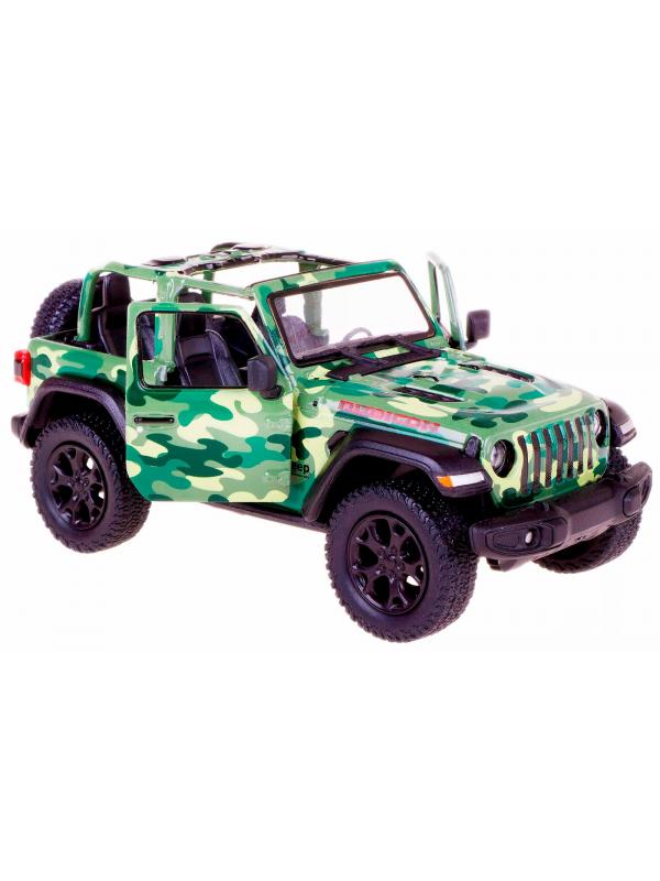 Металлическая машинка Kinsmart 1:34 «2018 Jeep Wrangler Camo Edition (Открытый верх)» KT5420DA, инерционный / Микс