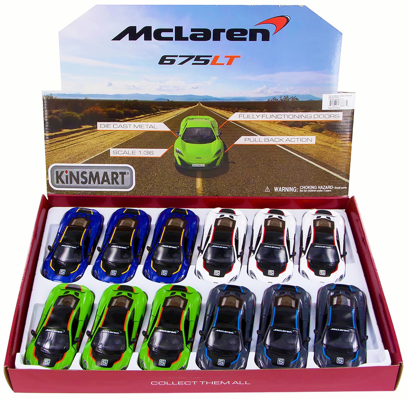 Машинка металлическая Kinsmart 1:36 «McLaren 675LT Exclusive Edition» KT5392DF инерционная / Микс