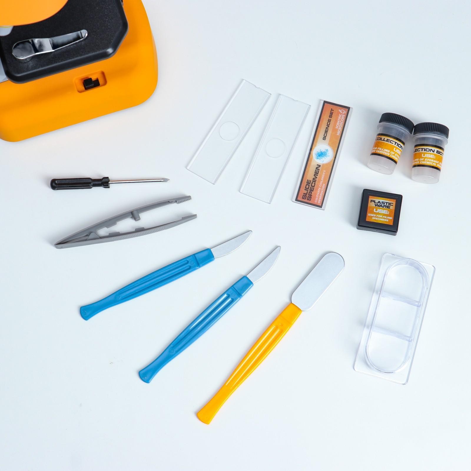 Набор для опытов с микроскопом «Юный биолог» кратность до х1200 / Желтый