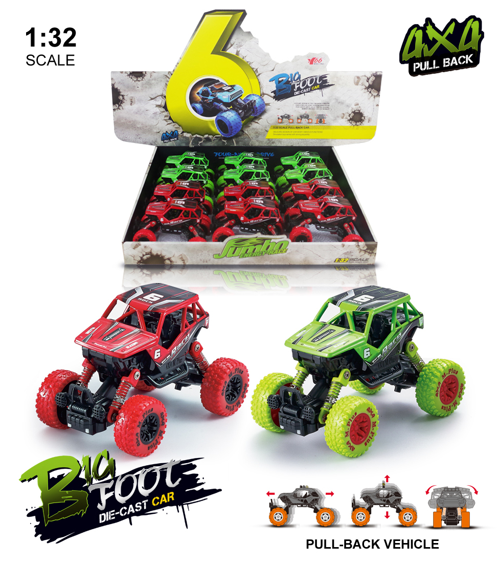 Металлическая машинка 1:32 «Багги Big Foot» 13 см. MY66-Y2202, инерционная, звук / Микс
