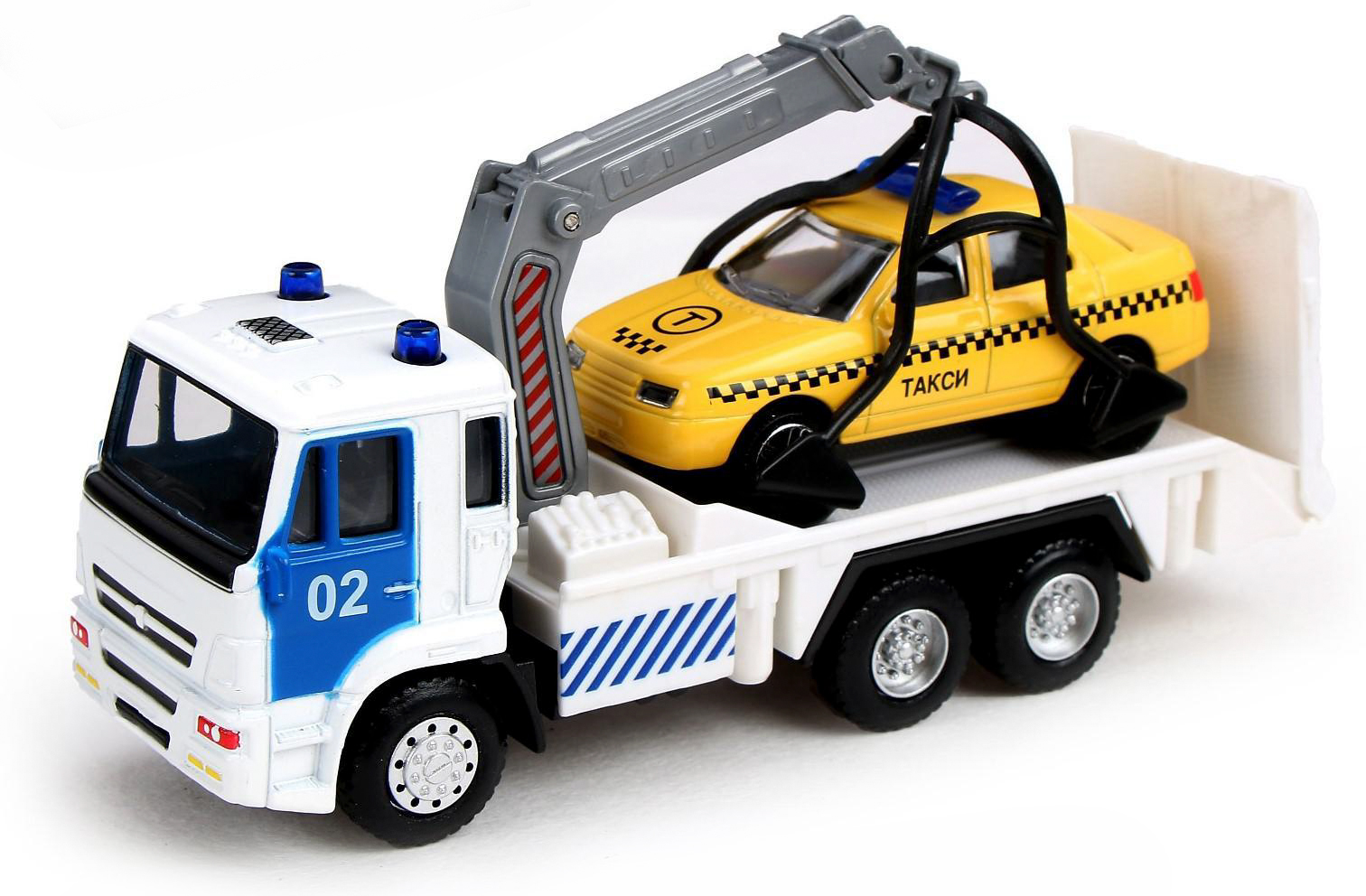 Металлическая машинка Play Smart 1:54 «Эвакуатор Камаз» 15 см. 6509-С Автопарк, инерционный / Белый