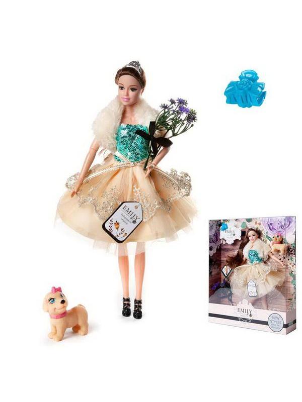 Кукла шарнирная Emily цветочная серия с аксессуарами, высота 28 см QJ079C / ABtoys