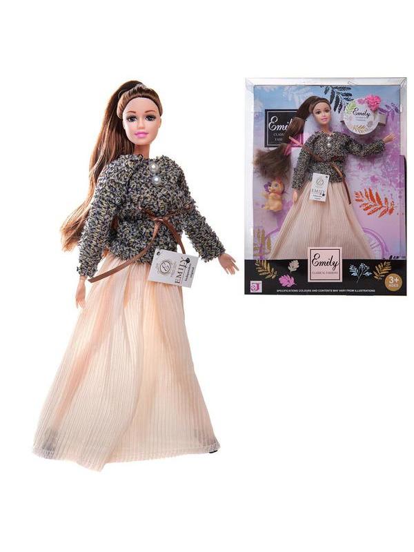 Кукла шарнирная Emily модница с аксессуарами, высота 28 см QJ070D / ABtoys