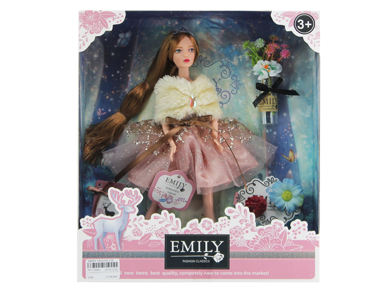 Кукла шарнирная Emily Розовая серия с букетом и аксессуарами, 28см WJ-12655 / ABtoys