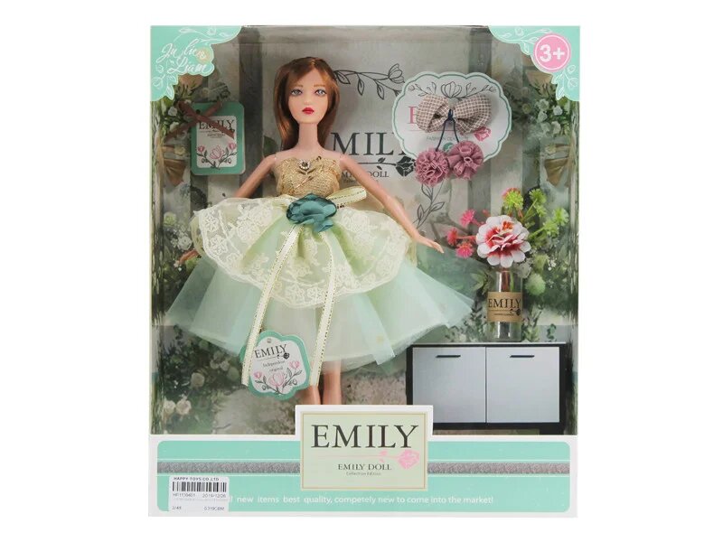 Кукла шарнирная Emily Мятная серия с заколкой и аксессуарами 28см WJ-12662 / ABtoys