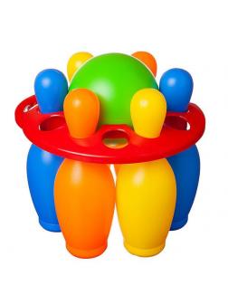 Игровой набор Junfa Боулинг с шаром и 6 кеглями в держателе