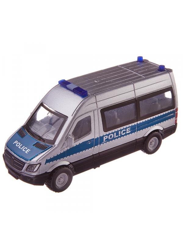Машинка-микроавтобус Junfa Полиция металлическая с открывающими дверцами, 16x6x9см
