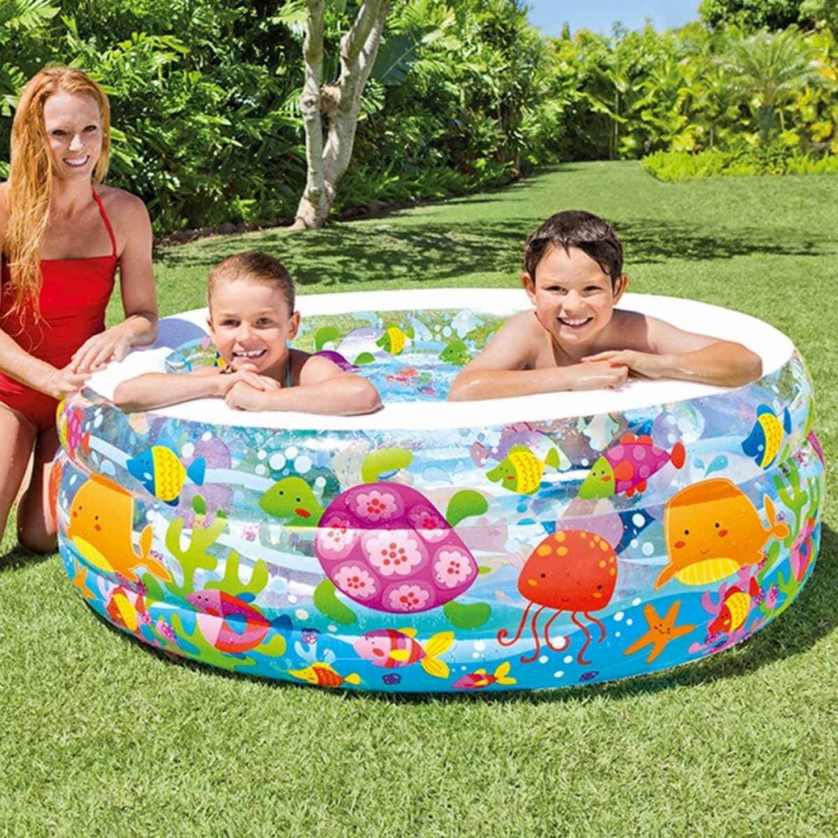 Intex swimming. Надувной бассейн Intex 58480. Бассейн Intex 58480np (152x56). Бассейн Intex "аквариум" 152х56 см, арт.58480np. Детский надувной бассейн аквариум 152х56 см Intex.