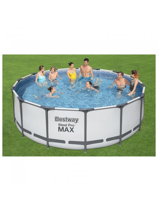 Круглый каркасный бассейн BestWay «Steel Pro Max» 5612X  427х122см, фильтр-насос, лестница, тент