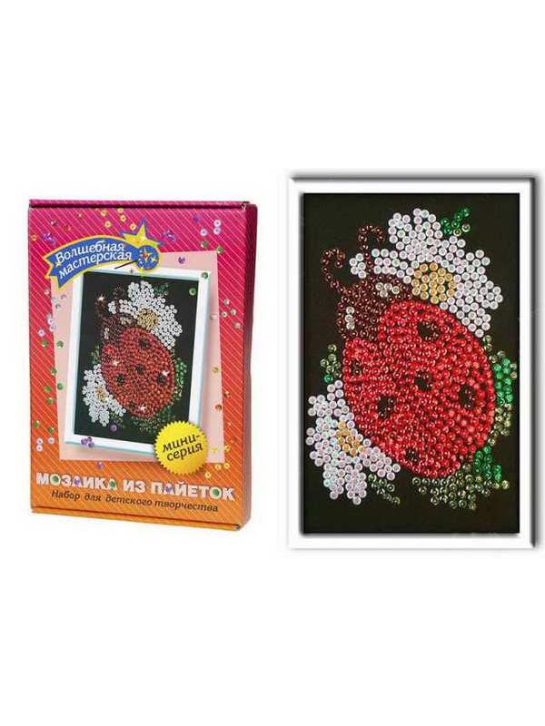 Мозаика из пайеток Божья коровка