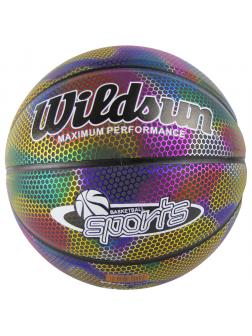 Баскетбольный мяч Wildsun, светоотражающий-голографический, размер 7 / Черный