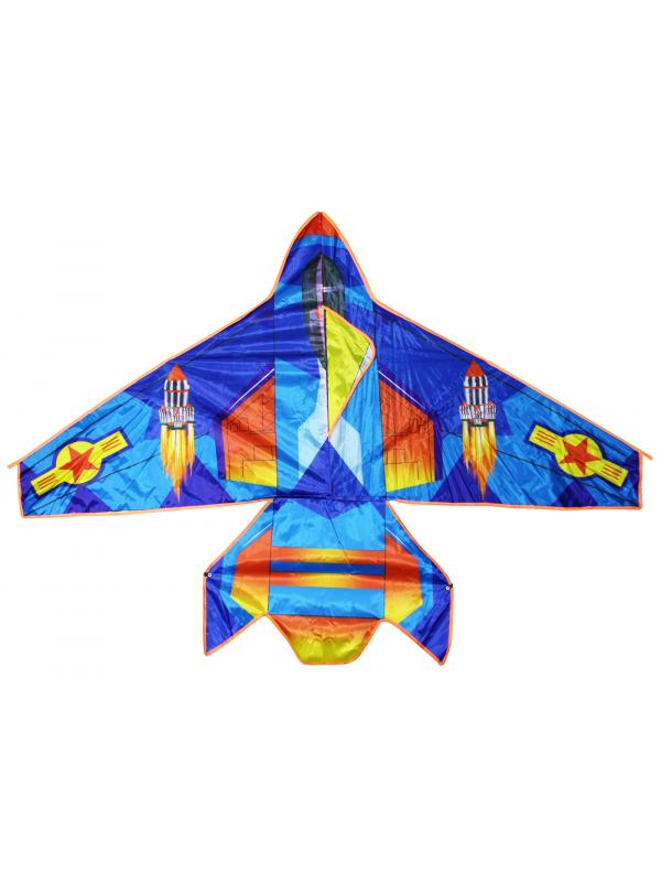 Воздушный змей «Самолет», 100х100 см., леска 30 метров / синий