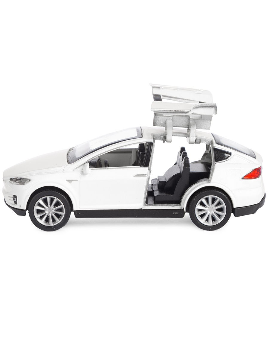 Металлическая машинка Play Smart 1:50 «Tesla Model X» 6533W, инерционная в коробке / Белый