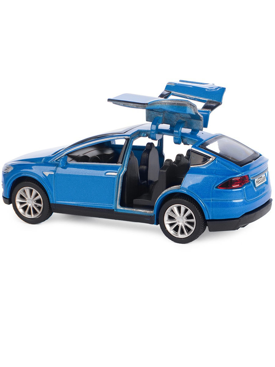 Металлическая машинка Play Smart 1:50 «Tesla Model X» 6533W, инерционная в коробке / Синий