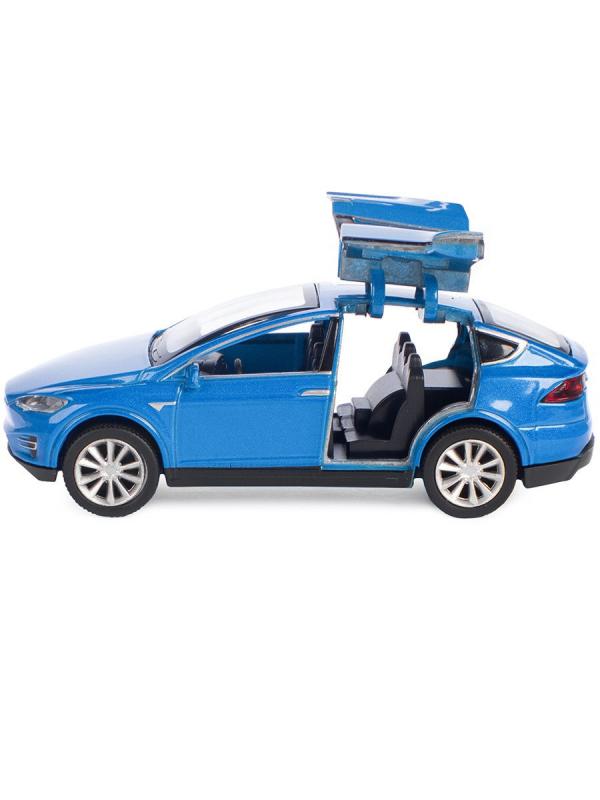 Металлическая машинка Play Smart 1:50 «Tesla Model X» 6533W, инерционная в коробке / Синий