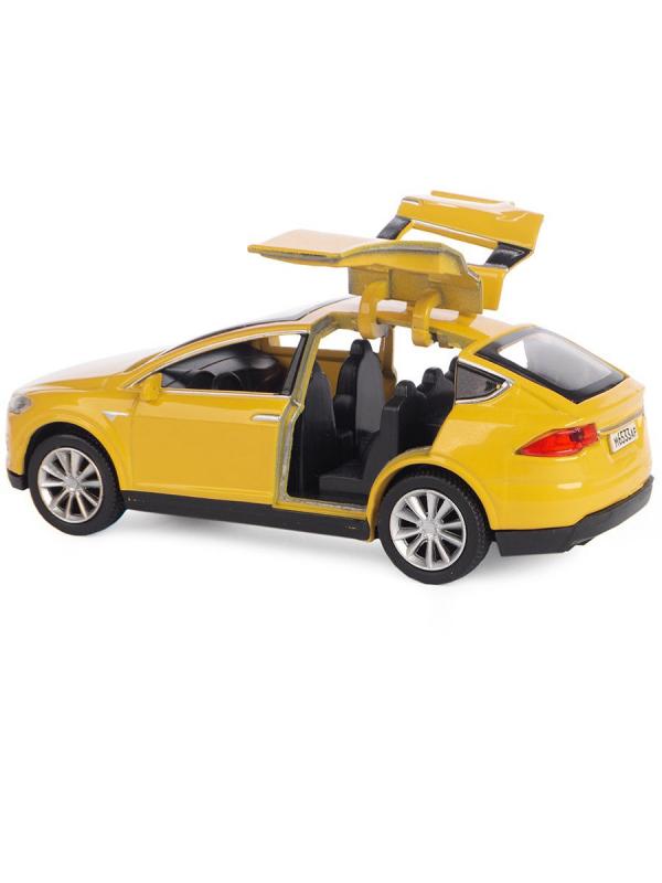 Металлическая машинка Play Smart 1:50 «Tesla Model X» 6533, инерционная в коробке / Желтый
