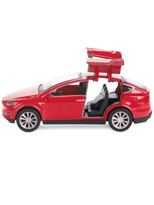 Металлическая машинка Play Smart 1:50 «Tesla Model X» 6533, инерционная в коробке / Красный