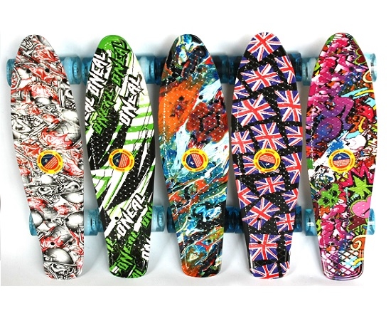Пенни борд Принт, дека 56х15см пластик, Светящиеся колеса полиуретан,  нагрузка до 80 кг
