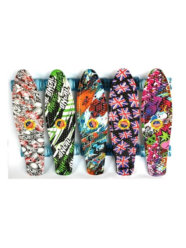 Пенни борд Принт, дека 56х15см пластик, Светящиеся колеса полиуретан,  нагрузка до 80 кг