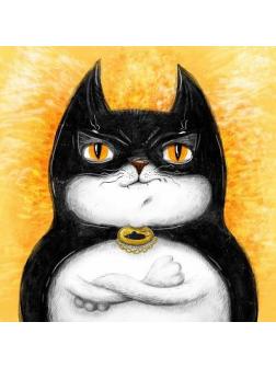 Набор для творчества Рыжий кот Холст с красками по номерам Кот супер-герой 20*20см