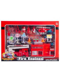 Игровой набор Junfa Пожарная станция (машинка, станция, акссесуары), в коробке