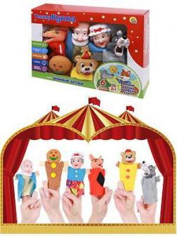 Игровой набор Рыжий кот Театр кукол 2в1 Колобок, Лисичка сестричка и волк 6 кукол