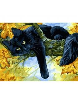 Набор для творчества Белоснежка картина по номерам на холсте Осенний кот 30 на 40 см