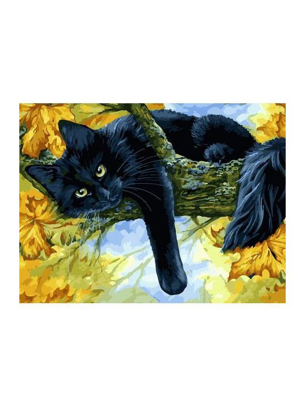 Набор для творчества Белоснежка картина по номерам на холсте Осенний кот 30 на 40 см