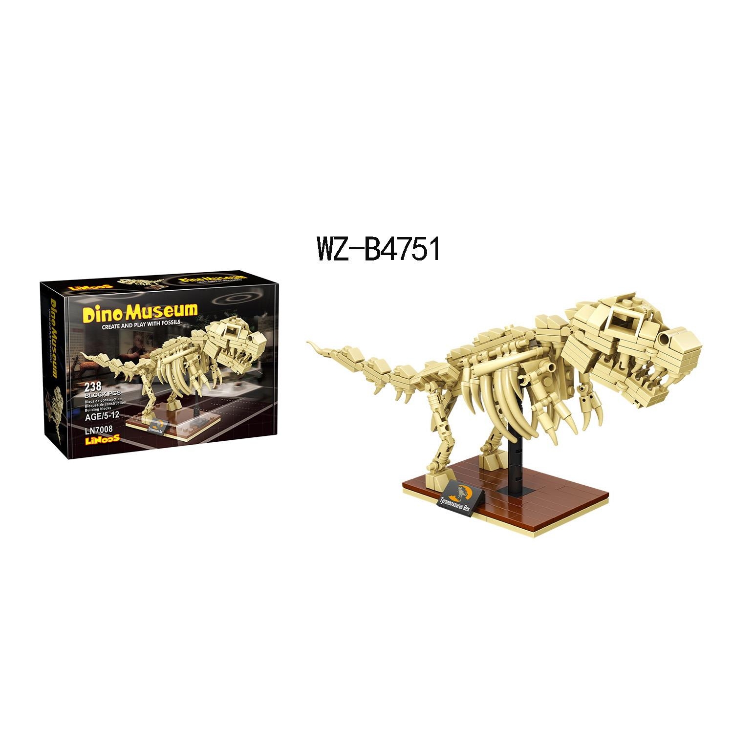 Конструктор Junfa Linoos «Дино музей. Скелет Тираннозавра» LN7008 / 179 деталей