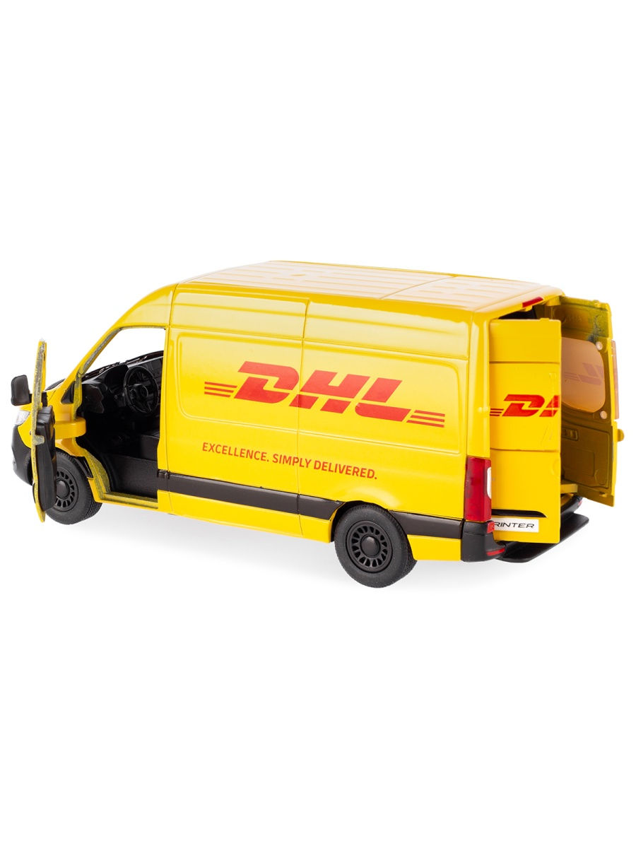 Металлическая машинка Kinsmart 1:48 «Mercedes-Benz Sprinter DHL Edition» KT5429D, инерционная
