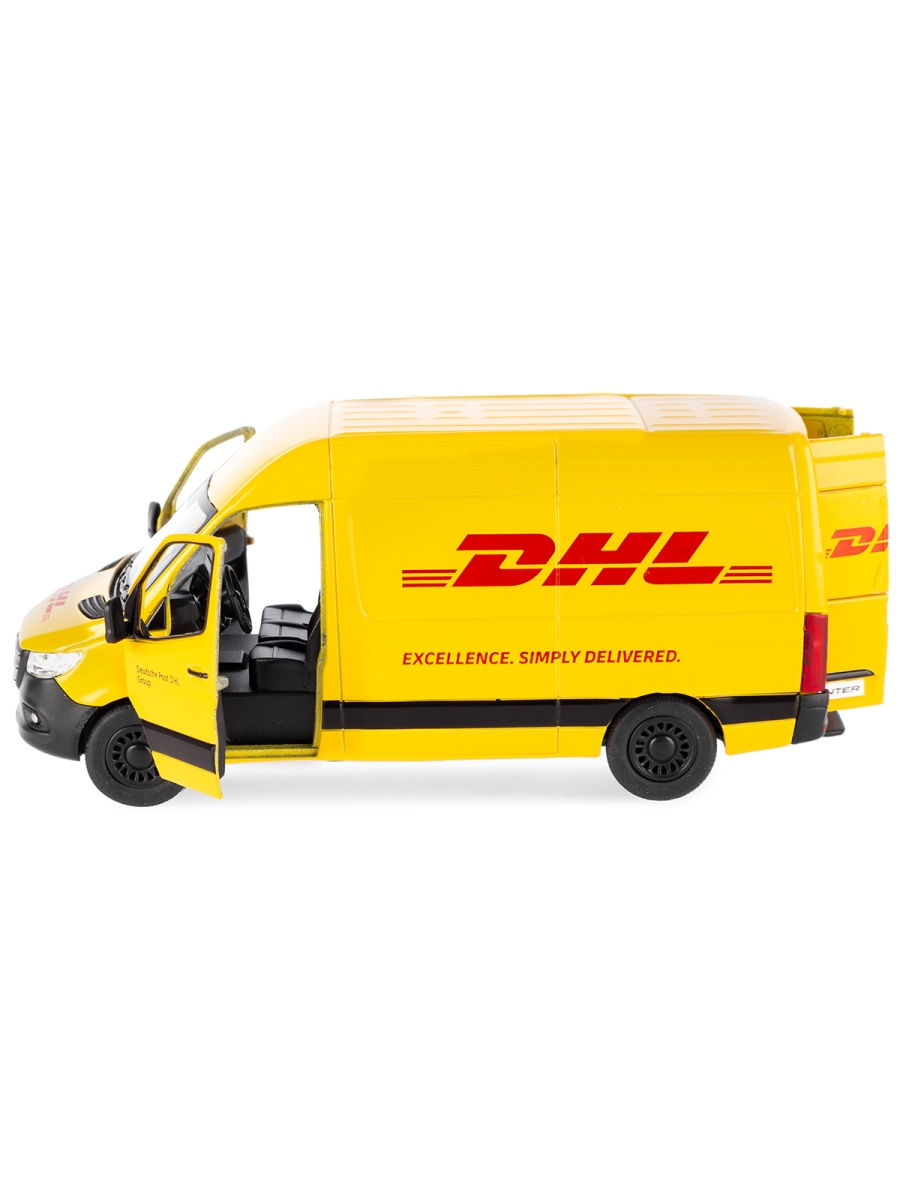 Металлическая машинка Kinsmart 1:48 «Mercedes-Benz Sprinter DHL Edition» KT5429D, инерционная