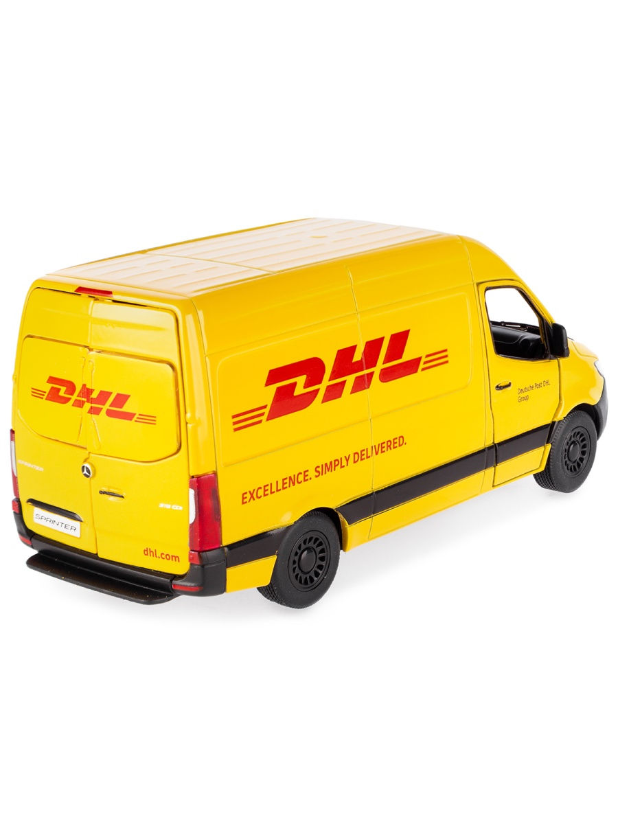 Металлическая машинка Kinsmart 1:48 «Mercedes-Benz Sprinter DHL Edition» KT5429D, инерционная
