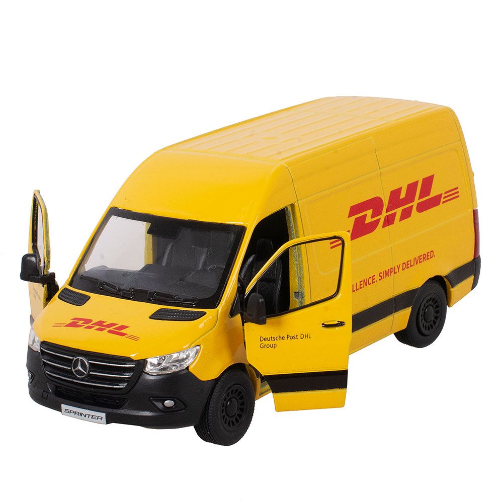 Металлическая машинка Kinsmart 1:48 «Mercedes-Benz Sprinter DHL Edition» KT5429D, инерционная