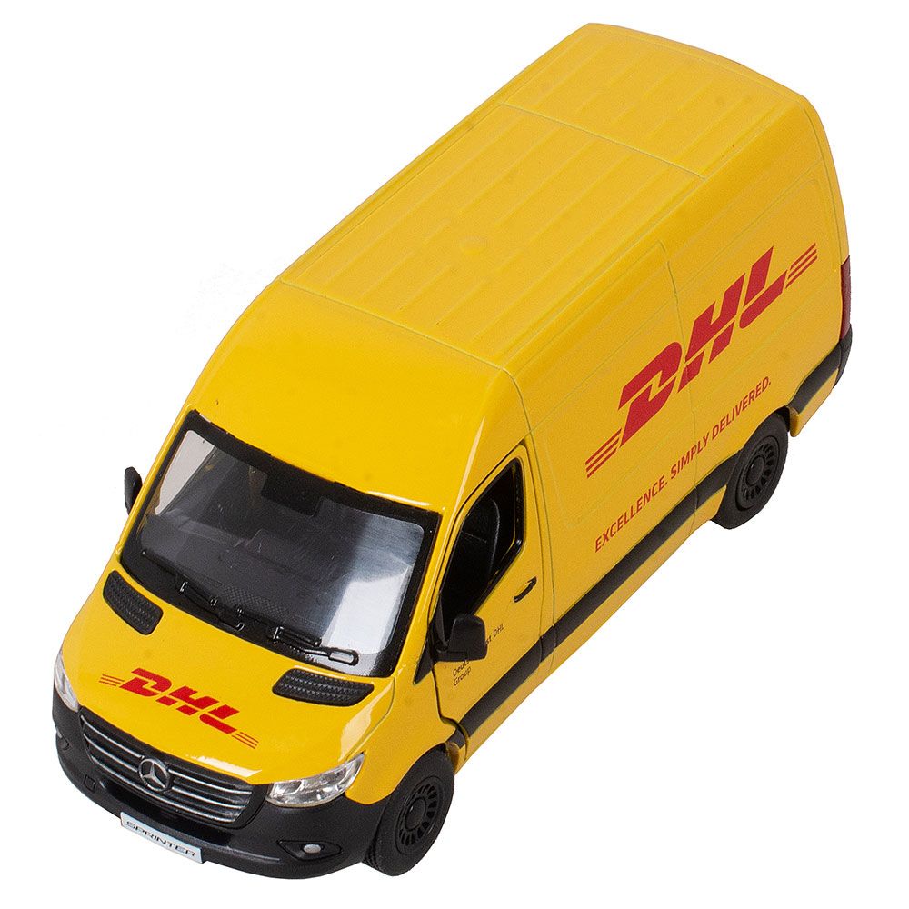 Металлическая машинка Kinsmart 1:48 «Mercedes-Benz Sprinter DHL Edition» KT5429D, инерционная