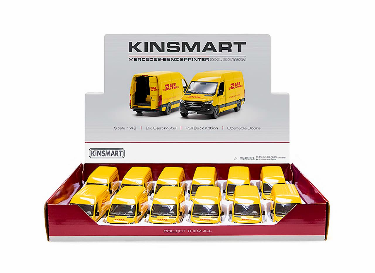 Металлическая машинка Kinsmart 1:48 «Mercedes-Benz Sprinter DHL Edition» KT5429D, инерционная