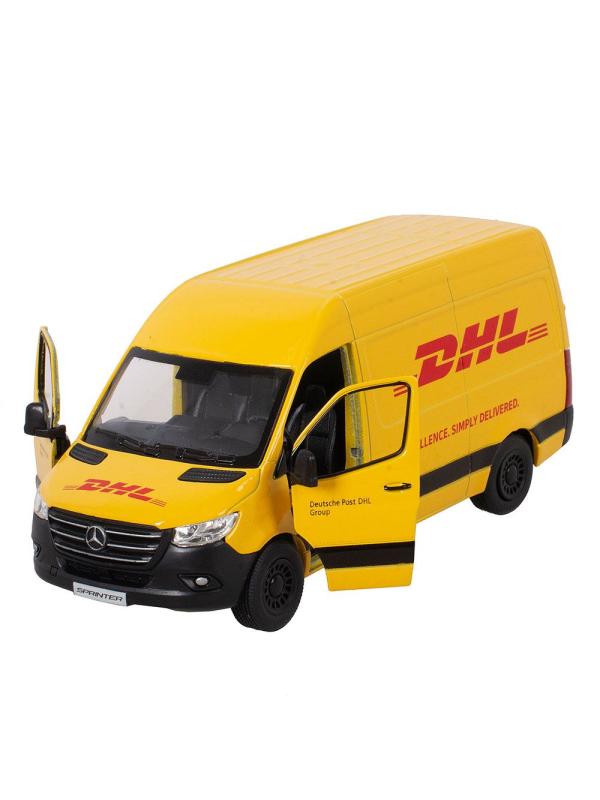 Металлическая машинка Kinsmart 1:48 «Mercedes-Benz Sprinter DHL Edition» KT5429D, инерционная