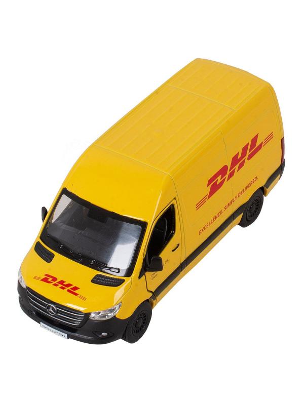 Металлическая машинка Kinsmart 1:48 «Mercedes-Benz Sprinter DHL Edition» KT5429D, инерционная