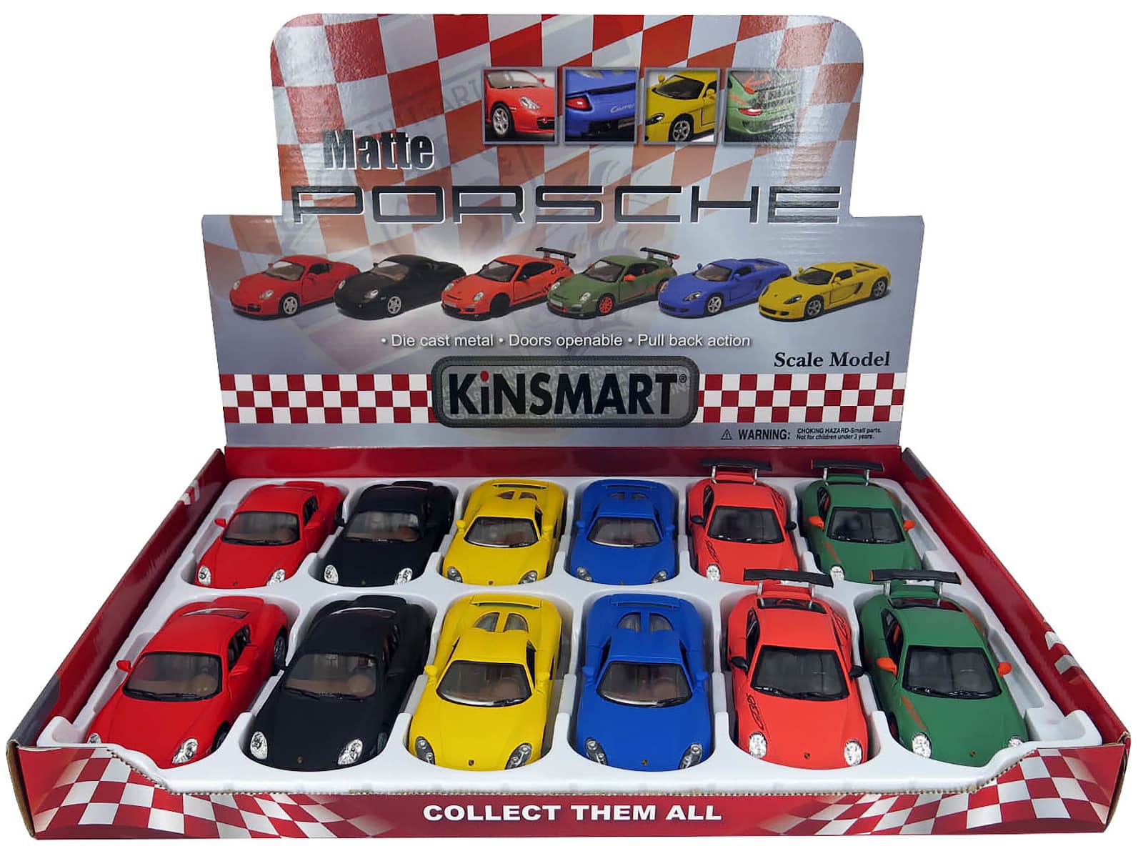 Металлическая машинка Kinsmart 1:36 «Matte Porsche» KT5071D, инерционная / Микс