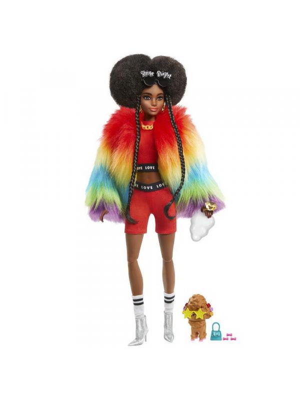 Кукла Mattel Barbie Экстра в радужном пальто